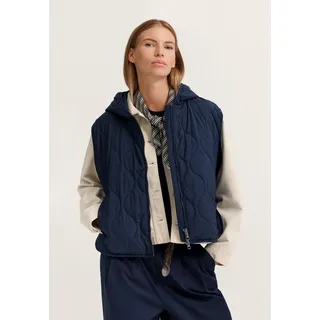 Steppweste BUGATTI "LightSeries", Damen, Gr. 38, blau (390, marine), 100% Polyester, unifarben, regular fit, Westen Steppweste, besonders leicht mit Wellensteppung
