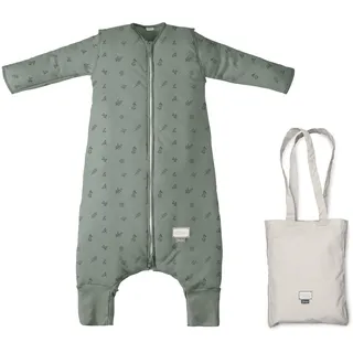 Nuvita MOOVO Dreams Schlafsack 90450 mit abnehmbaren Füßen und Ärmeln TOG 1.5 | 4-Jahreszeiten-Schlafsack mit Beinen und rutschfesten Socken für Kinder von 1-3 Jahren | Sage Green, 1 Jahr