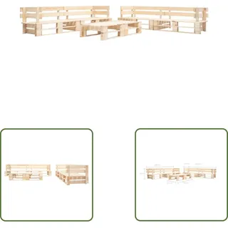 The Living Store 6-tlg. Paletten-Lounge-Set Holz Natur - Braun