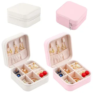 iTYOOS 2 Stück Kleines Schmuckkästchen, Reise Schmuckkästchen, Mini Reiseschmuckkästchen, Schmuckschachtel, Jewellery Box für Ohrringe, Ringe, Halsketten, Schmuckaufbewahrung