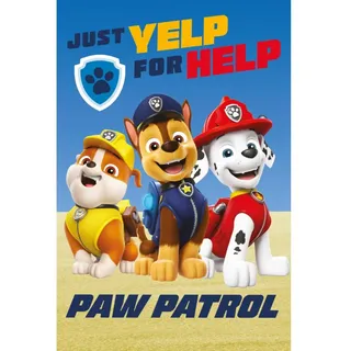 Paw Patrol Fleecedecke Kuscheldecke Rubble Chase Marshall Just Yelp for Help, Helden auf 4 Pfoten, Superhelden 100 x 150 cm, 100% Polyester