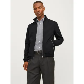 Blouson JACK & JONES "JJERUSH Stylisch, funktional, ideal für Herbst, pflegeleicht", Herren, Gr. XS, schwarz, Web, Obermaterial: 100% Polyester, unifarben, regular fit taillenbedeckt, ohne Ausschnitt, Rippbündchen, Jacken Blouson, mit stylischem Stehkragen