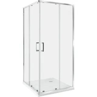 Beliani Duschkabine mit Schiebetür 90 x 185 cm Transparent/Silber D648360641500