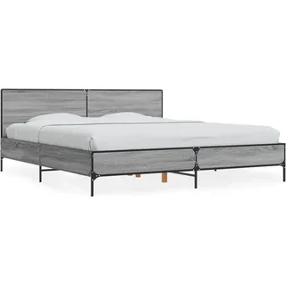 vidaXL Bettgestell Grau Sonoma 200x200 cm Holzwerkstoff und Metall - Grau