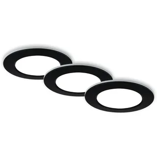 BRILONER - 3er Set Bad Einbaustrahler LED mit Fernbedienung, einstellbar von warmweiß bis kaltweiß, dimmbar, LED Spot, Deckenspots, Spots, Einbauleuchten, Einbauspots, 92x45 mm, Schwarz