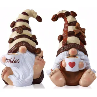 Kaffee-Zwerge, Weihnachtsdekoration, Herbst-Zwerge, Kaffee-Bar-Zubehör, Dekoration, Elfenstatue, niedliches Kunstharz, Einweihungsgeschenke für Frauen, gestuftes Tablett, Tischdekoration, sitzend, 4,7
