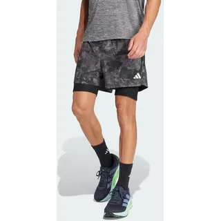 adidas Herren Own The Run Spray Dye 2in1 Short, Grey Four/Black, S