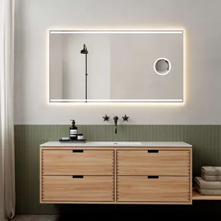 Loevschall Badspiegel »Focus, Spiegel mit Beleuchtung, Integrierter Schminkspiegel« LED licht, Dänisches Design, Lichtspiegel, x5 Vergrößerung, weiß