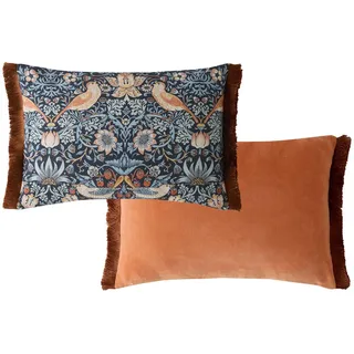 William Morris at Home Zierkissen Erdbeerdieb 40x60cm , Blau, Rot , Textil , Floral, Vintage , Füllung: Baumwollfüllung , Rechteckig , 60x40 cm , Heimtextilien, Wohntextilien, Kissen, Zierkissen