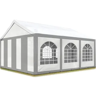 TOOLPORT Partyzelt 4 x 6 m inkl. 8 Seitenteile Grau/Weiß