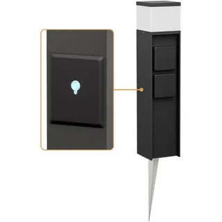 ledscom.de Pollerleuchte PODEL mit Erdspieß für außen, Smart Home, 39cm, schwarz, 2 Steckdosen, inkl. G9 Leuchtmittel, 501lm, warmweiß
