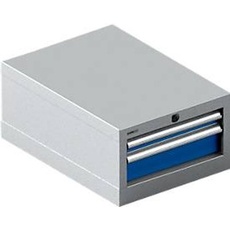 Schäfer Shop Select  Schubladenschrank 18-27, 2 Schübe (H 50/100mm), bis 200 kg, B 411 x T 572 x H 250 mm, enzianblau/weißaluminium