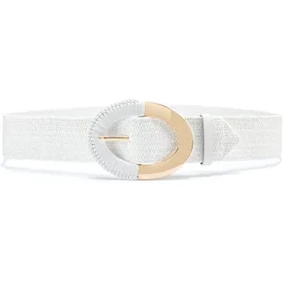 Taillengürtel LASCANA "Stretchgürtel", Damen, Gr. 105, weiß, Kunstfaser, Gürtel Taillengürtel, Schmuckgürtel, elastischer Gürtel für Kleid & Overall, Bast-Optik, Topseller