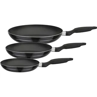 GSW Pfannen-Set »Bratmeister« Aluminium Set, 1x Pfanne 20cm, 24cm, 28cm, 3 Stk. tlg. mehrfache, pflegeleichte Antihaft-Versiegelung, schwarz