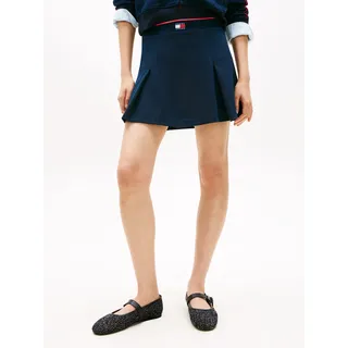 Tommy Jeans A-Linien-Rock "TJW PIQUE F&F MINI SKIRT" mit den klassischen Falten, schwarz night navy