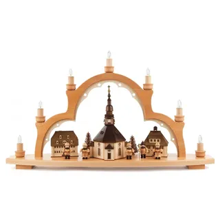 Schwibbogen Seiffener Dorf mit Figuren el.beleuchtet 66,5x39x15 NEU Lichterbogen