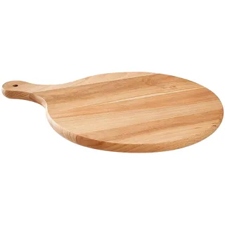 Runder Pizzateller aus massivem Holz, Schneidebrett mit Griff, zum Servieren von Pizza, 40 cm Durchmesser