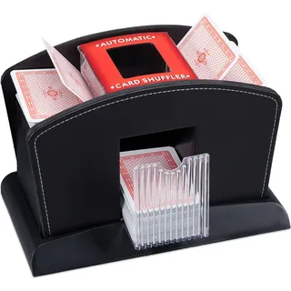relaxdays Kartenmischer Elektrisch Leder 4 Decks