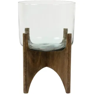 Light & Living Vase , Braun , Holz, Glas , Mangoholz , 31.5x45x31.5 cm , Dekoration, Vasen, Glasvasen