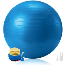 Penelife Gymnastikball 65cm Sitzball Büro Ergonomisch - Pezziball 65cm mit Pumpe - Fitnessball für Sport Stabilität und Schwangerschaft - Yoga Ball für einen gesunden Rücken - Pilates Ball Blau