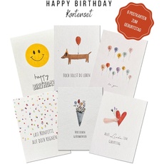 Bild Geburtstagskarten, handgezeichnete Postkarten, 6er Set