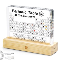 Jeebel Periodensystem der Echten Elementen, Periodensystem aus Acryl der LED Tischlampe mit 83 echten Elementproben, Periodic Table zum Lehrwerkzeug Basteln kreativ Geschenk