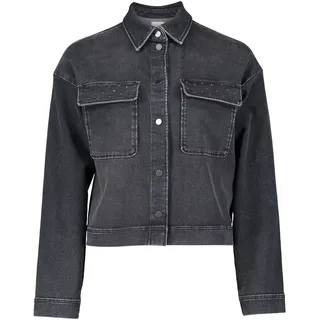 Jeansblazer BETTY & CO "Jeansjacke mit aufgesetzten Taschen", Damen, Gr. 36, grau (dunkelgrau denim), Obermaterial: 94% Baumwolle CO. 5% Polyester PES. 1% Elasthan EL., Blazer Jeansblazer