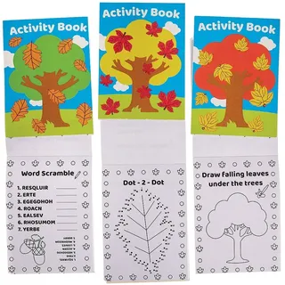 Baker Ross FX193 Herbst Mini Aktivitäten Bücher - 12er Pack, Puzzles und Malen nach Zahlen für Kinder ab 3 Jahren