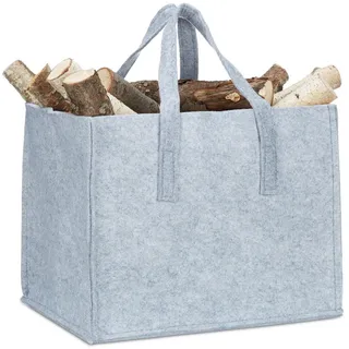 Relaxdays Kaminholzkorb , Grau , Textil , 43x34.5x36.5 cm , Elektrogeräte, Heizgeräte, Elektrokamine