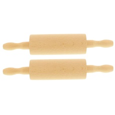teemando® 2 X Marken-Holz-Teigrolle für Kinder, 26 cm, drehbare Achse, Marzipanrolle, einfaches ausrollen Mit dem Mini-Nudelholz