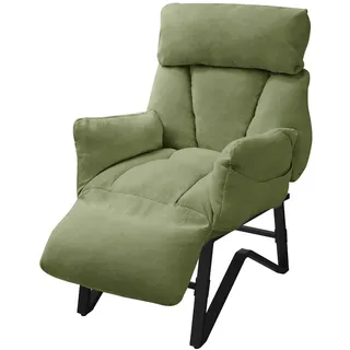 ML-Design Relaxsessel Leinen 85 x 102 x 82 cm Grün verstellbar mit Fußablage