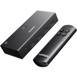 UGREEN HDMI Switch 3 in 1 Out 4K@60Hz, HDMI Splitter mit Fernbedienung Unterstützt HDR10+ CEC HDCP2.2 Kompatibel mit Switch PS5/4/3 Xbox Blu Ray Player