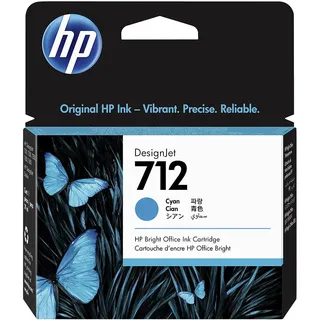 HP 712 Cyan 29 ml Original Druckerpatrone (3ED67A) mit originaler Tinte, für DesignJet T650, T630, T250, T230 & Großformatdrucker der Studio-Serie sowie 713 DesignJet Druckkopf