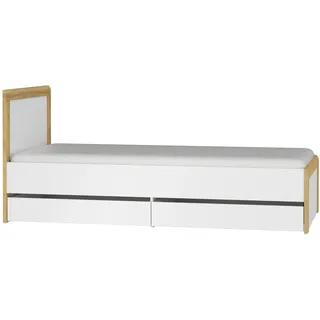 Furniture24 Bett Theo Thl-1 Einzelbett 90X200 Cm Mit 2 Schubladen Jugendzimmer Bettgestelle - Weiß