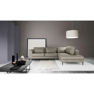 TRENDMANUFAKTUR Ecksofa »Luzi, wahlweise mit Schlaffunktion und Bettkasten, gemütlich, L-Form« Designsofa mit Ottomane, Metallfüße schwarz, Breite 264 cm, grau