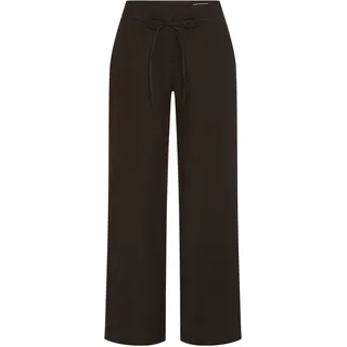 Leinenhose MAC "CHIARA BELT", Damen, Gr. 38, Länge 34, truffle braun, Obermaterial: 100% Leinen, weit knöchellang, Hosen Leinenhose, Sommerhose Wide Fit, mit geradem, weitem Bein