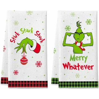 Homythe Weihnachten Küchentücher, 2 Pack Lustigen Urlaub Geschirrtücher Bad Handtücher, Weihnachten Home Decorations, Cute Xmas Geschenke für Frauen Männer