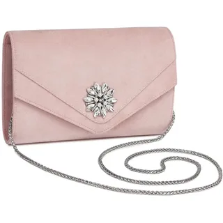 Miss Lulu Diamant-Clutch Abendtasche Veloursleder Pink