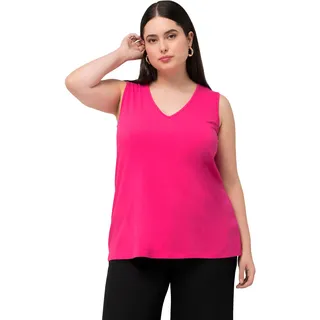 Ulla Popken Damen Top mit V Ausschnitt T-Shirts, Pink, 50-52
