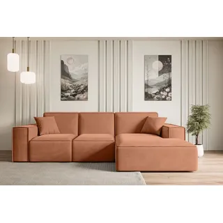 altdecor Ecksofa in L-Form SERRA-L - 266x169x80 cm Apricot - Corner Sofa Bett Eckcouch Couch Wohnlandschaft Cauchsofa - Koralle
