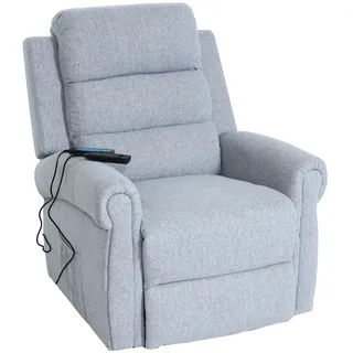 Mendler Fernsehsessel HWC-K63, Relaxsessel Sessel, Liegefunktion Aufstehhilfe Massage Heizfunktion, Stoff/Textil ~ hellgrau