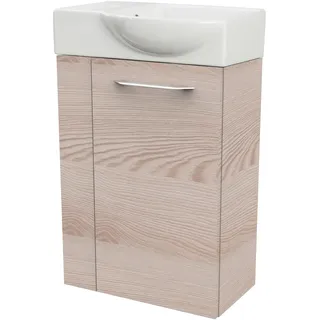 Waschtisch FACKELMANN "SBC", braun (braun, hellbraun, alaska, esche, optik), B:45,5cm H:70,5cm T:32cm, Holzwerkstoff, Keramik, Waschtische, Waschtisch, bestehend aus Becken und Unterbau, Breite ca. 45 cm