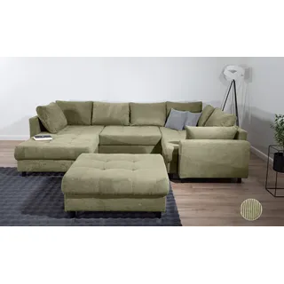 Collection AB »Toni U-Form, mit Armlehne« inkl. Hocker, und Zierkissen, in abgesetzter Farbe, mit Bonnelfederkern
