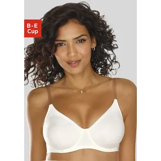 T-Shirt-BH NUANCE BY LASCANA, Damen, Gr. 85, Cup B, beige (creme), Microtouch, Obermaterial: 82% Polyamid (TACTEL), 18% Elasthan (LYCRA), Basic, BHs T-Shirt-BH, mit Bügel & transparenten Trägern – große Größen, Sommer