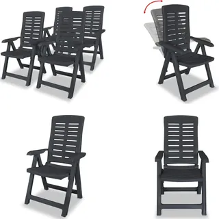 vidaXL Garten Liegestühle 4 Stk. Anthrazit - Gartenstuhl - Gartenstühle - Gartensessel - Klappstuhl - Grau
