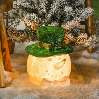 esotec Solarleuchte Schneemann Toni mit Hut Dekoleuchte 5500K wetterfest 102684 - Grün, Weiß