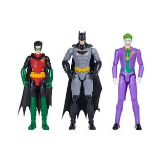 Spin Master Batman 30cm Figuren-Set aus Batman (Rebirth), Robin und Joker, inkl. Stoffumhang, original Comic-Design