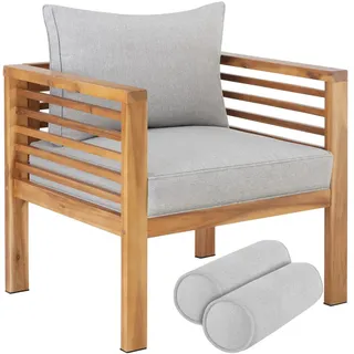 tectake Garten-Loungesessel Boka, 72 x 63 x 64,5 cm, braun , Braun , Holz , 72x78x63 cm , Gartenmöbel, Loungemöbel, Loungesessel