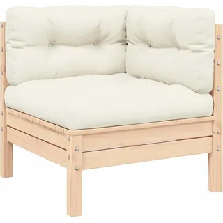 vidaXL Gartensofa 2-Sitzer mit Kissen in Creme Massivholz Kiefer - Creme