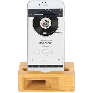 Bewinner Bamboo Wood Phone Sound Lautsprecherverstärker Handyständer mit Soundverstärker Universal Portable Sound Amplifier für Mobiltelefone Bamboo Wood Phone Dock